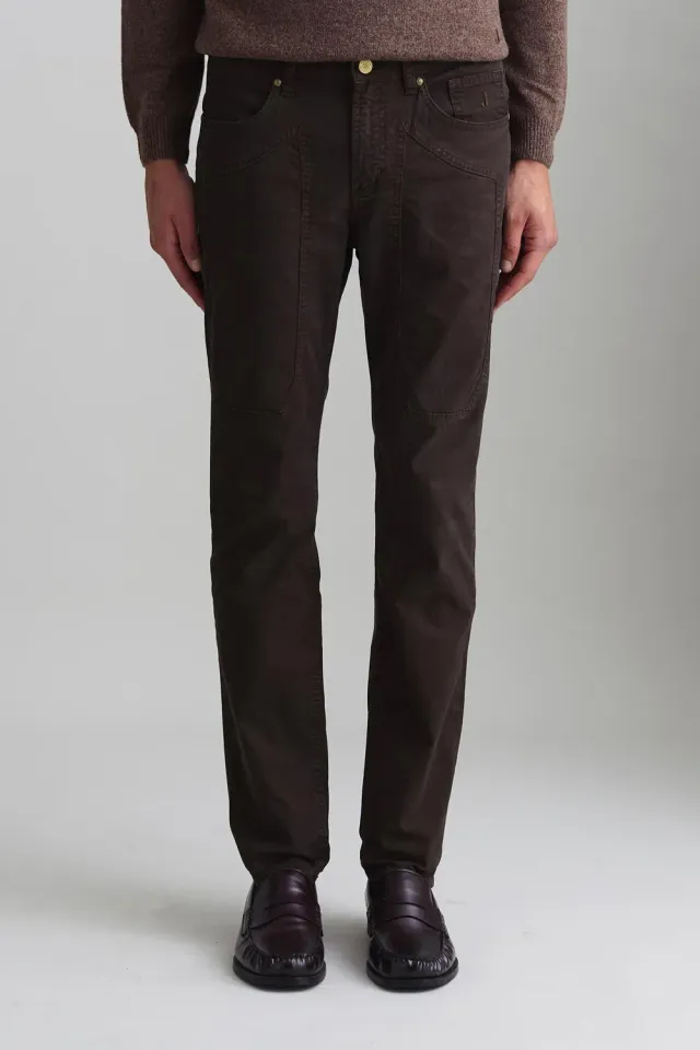 Jeckerson John slim broek donkerbruin katoen