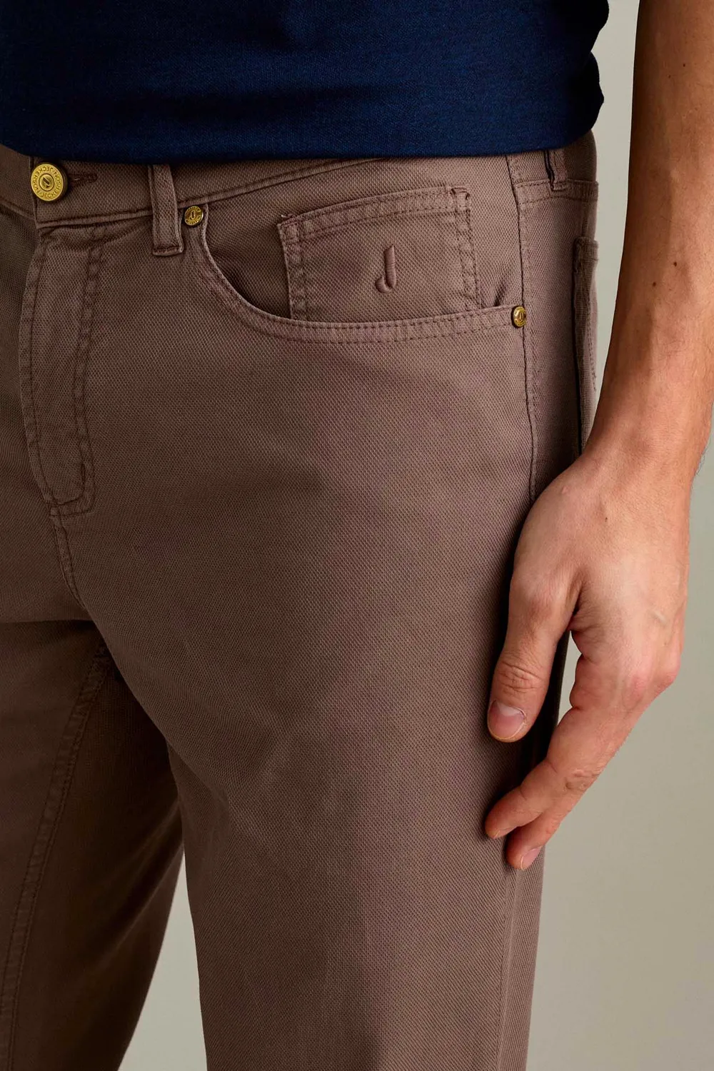 Jeckerson Jordan broek bruin chocola slim fit katoen honingraat