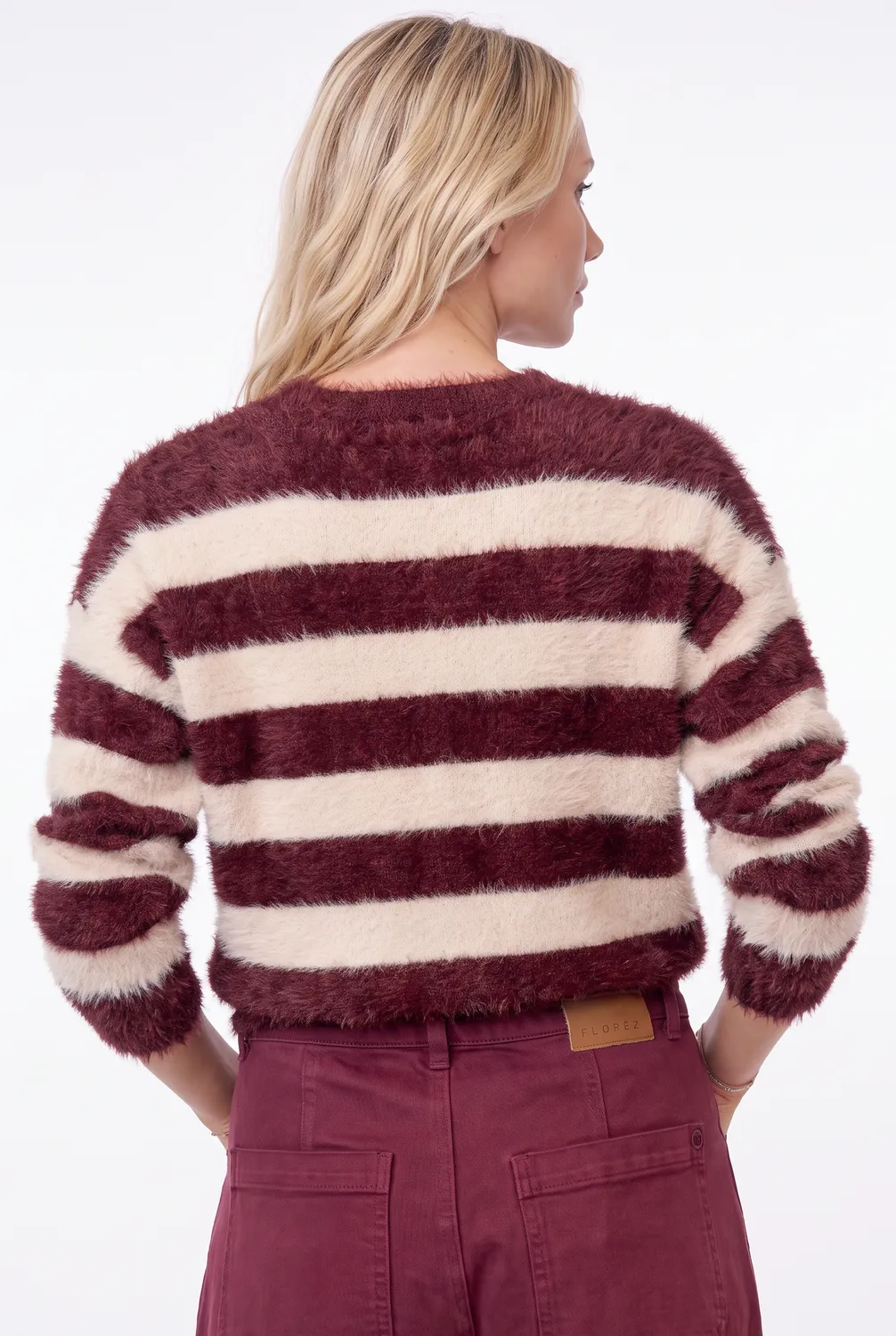 Florez Aurelia Sweater trui Mauve Stripe fluffy