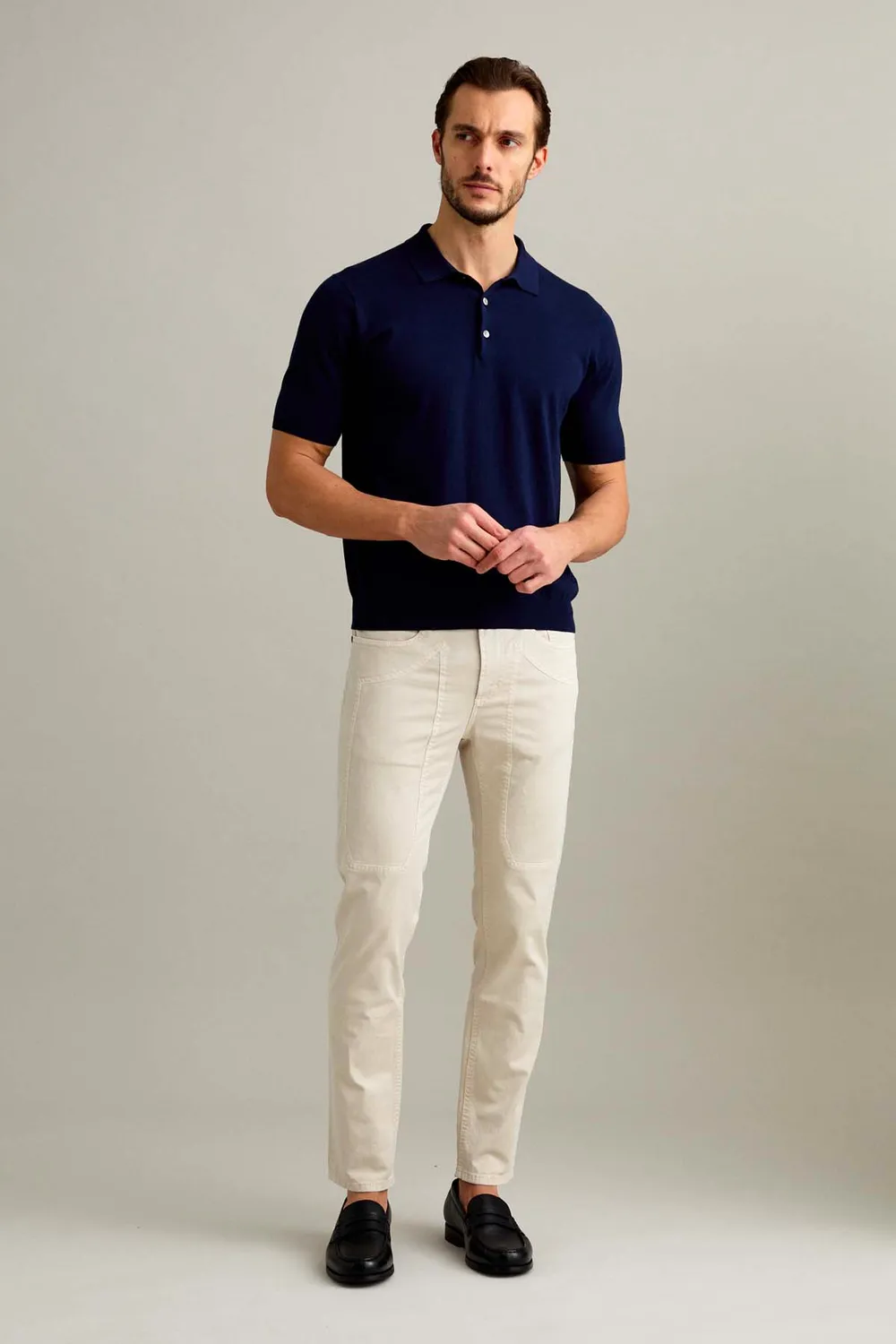 Jeckerson James skinny broek lichtbeige katoen