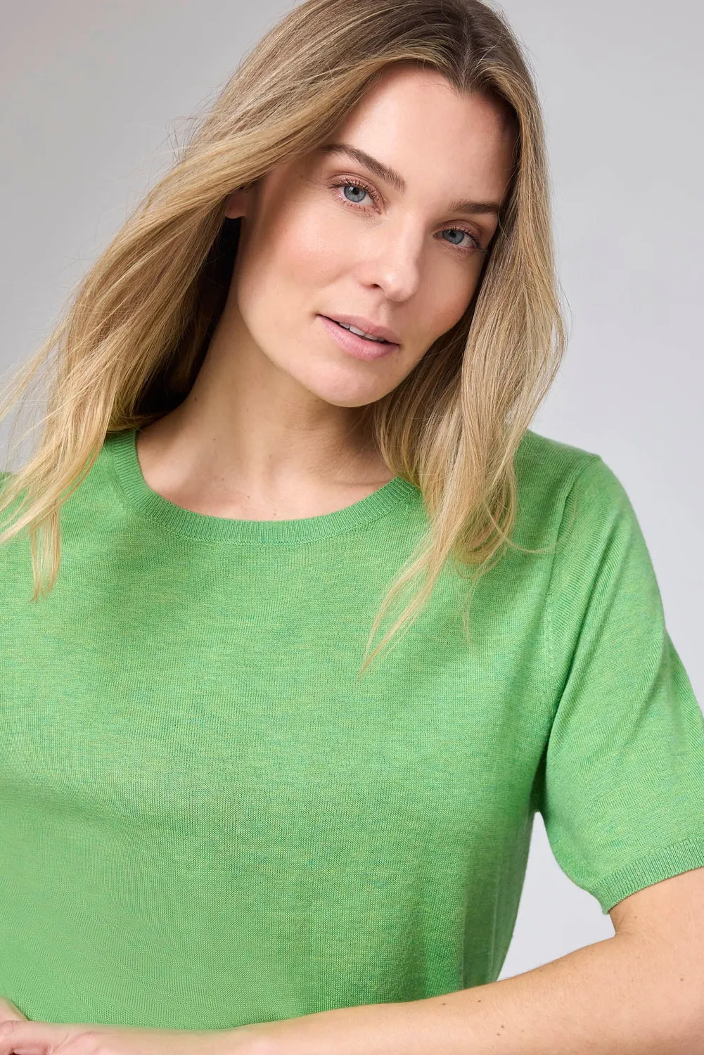 Corel Feline top knit blauw korte mouw