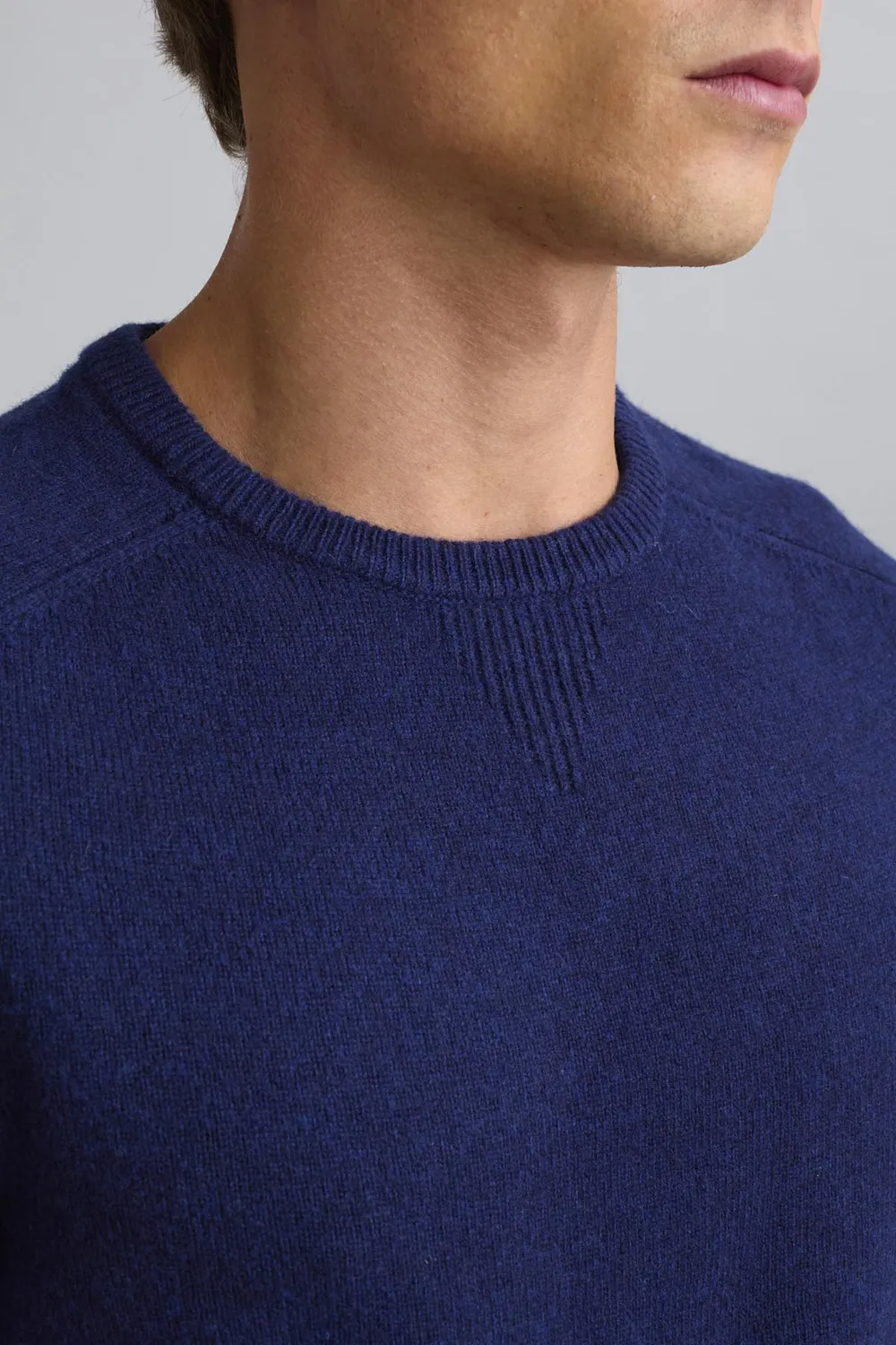 Jeckerson Girocollo raglan trui blauw melange wol