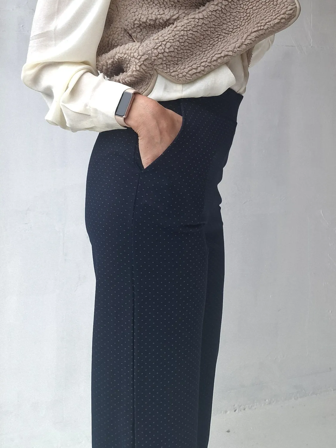 Langeleggings Wide Leg Tall broek blauw print lengte 36