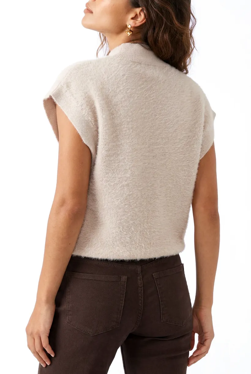 Florez Rocky gilet sand fluffy gebreid