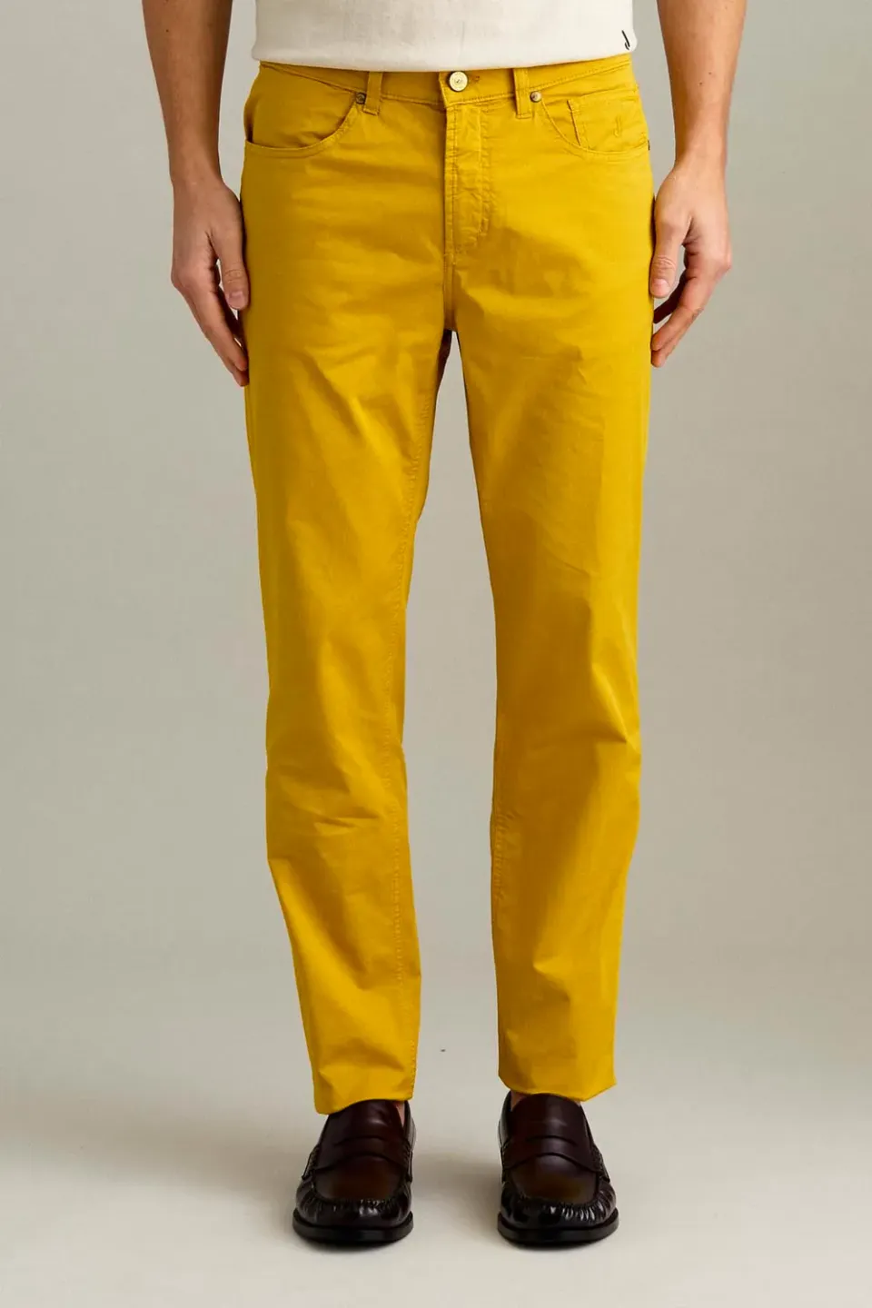 Jeckerson Jordan Slim Fit Broek Goudgeel Gabardine