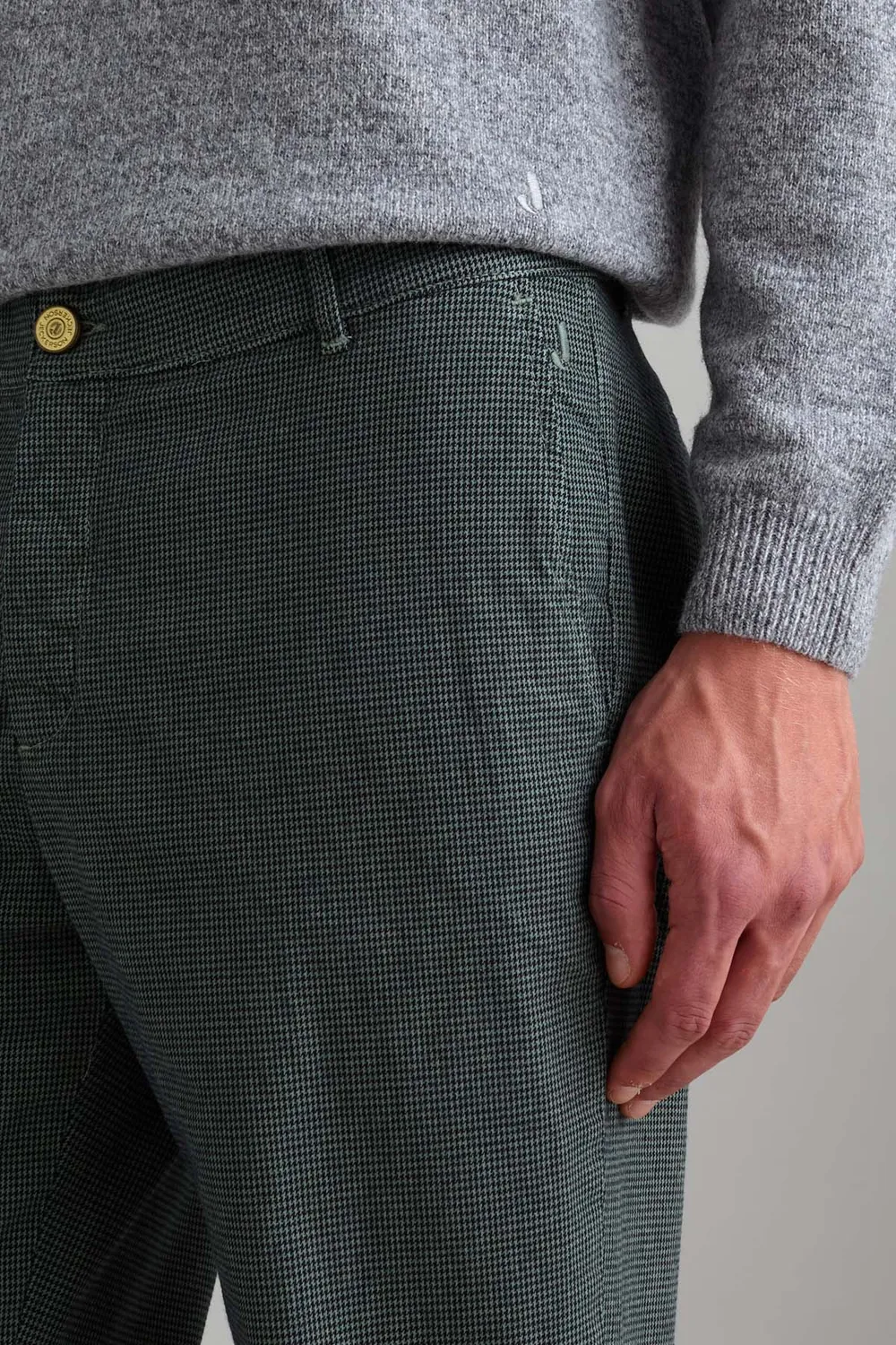 Jeckerson Jack chino slim fit militairgroen pied-de-poule