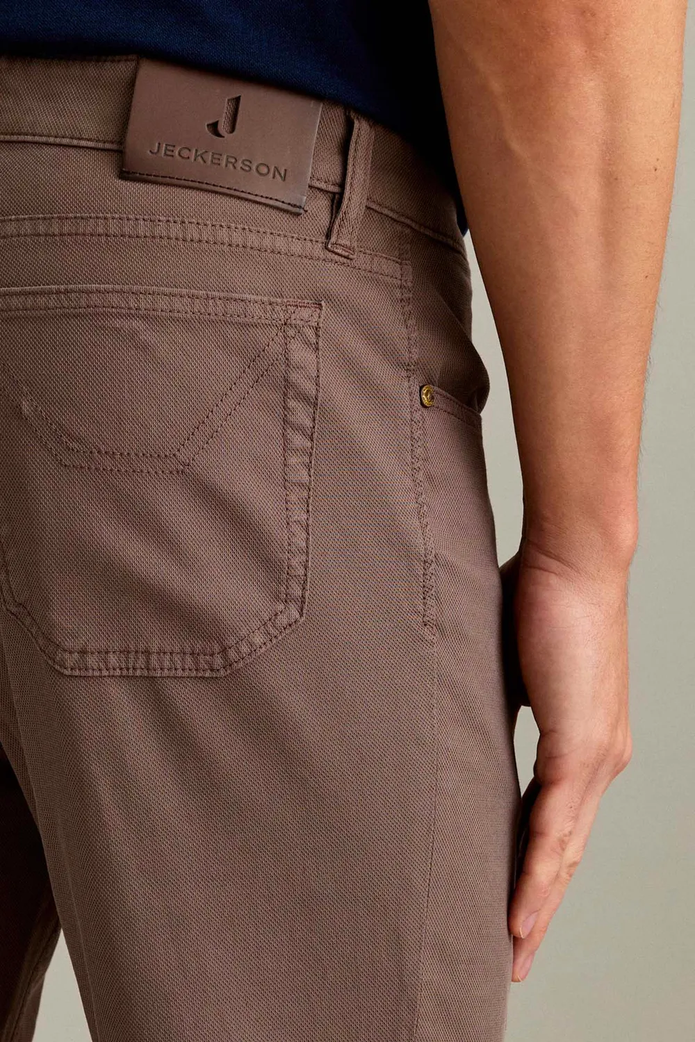 Jeckerson Jordan broek bruin chocola slim fit katoen honingraat