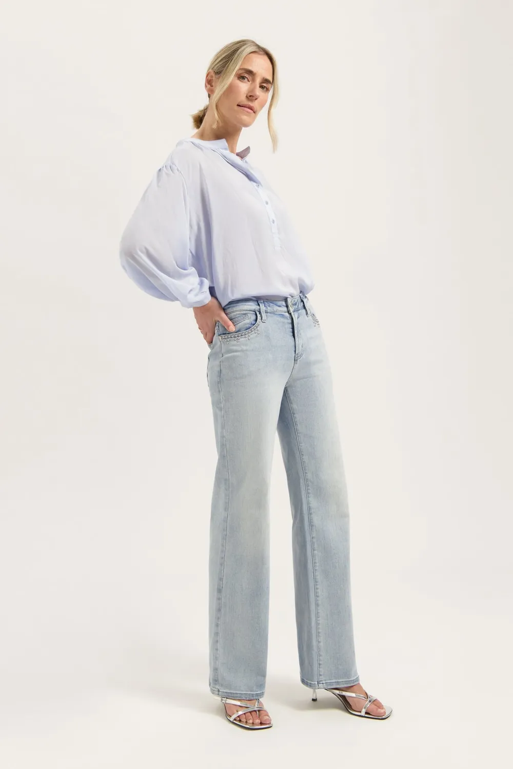 Florez Sophie Straight Studs jeans Cool Blue studs