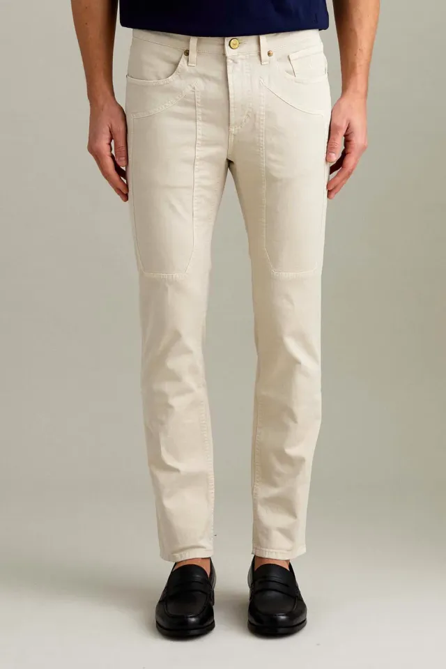Jeckerson James skinny broek lichtbeige katoen