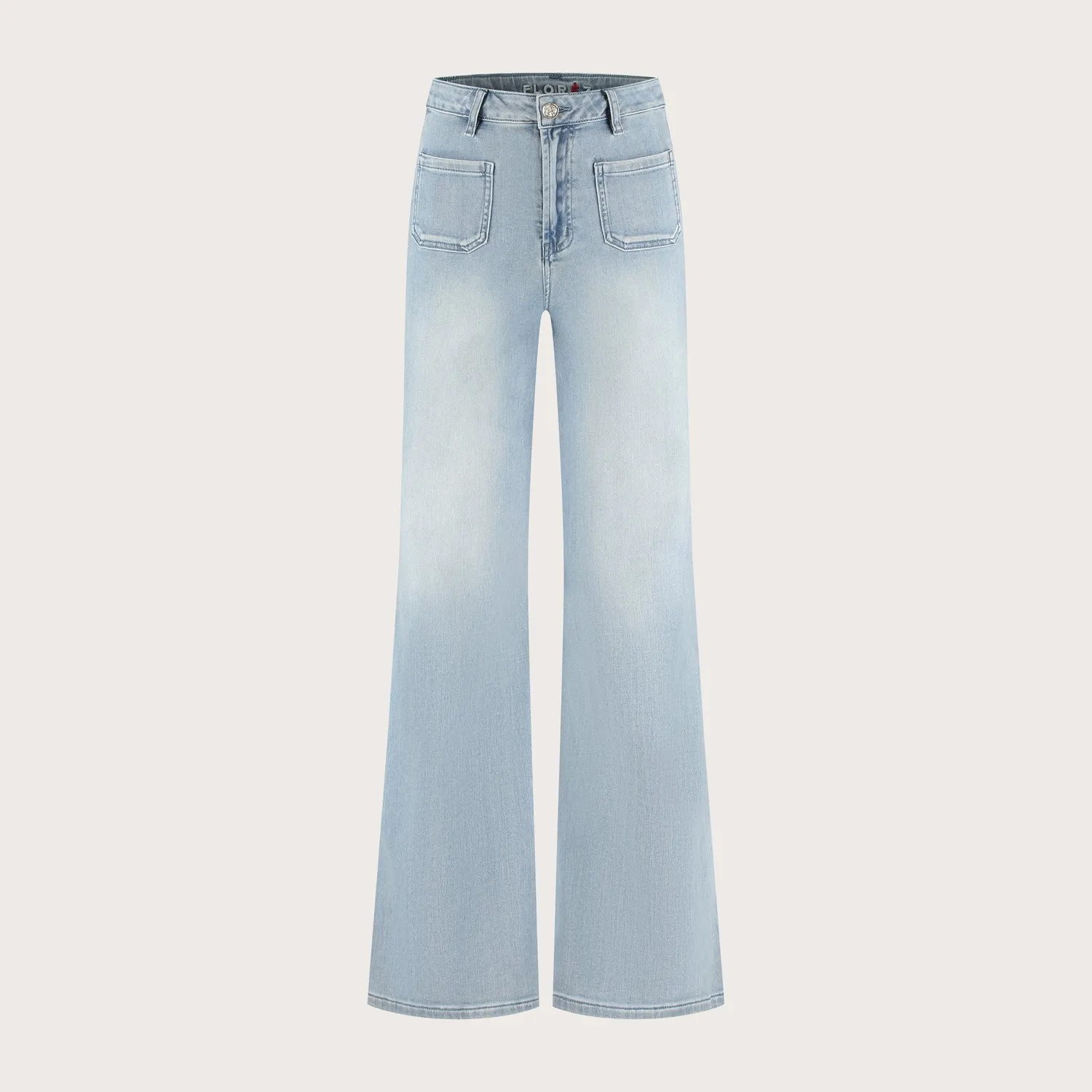 Florez Ana Flared Pocket jeans Smooth blue high waist
