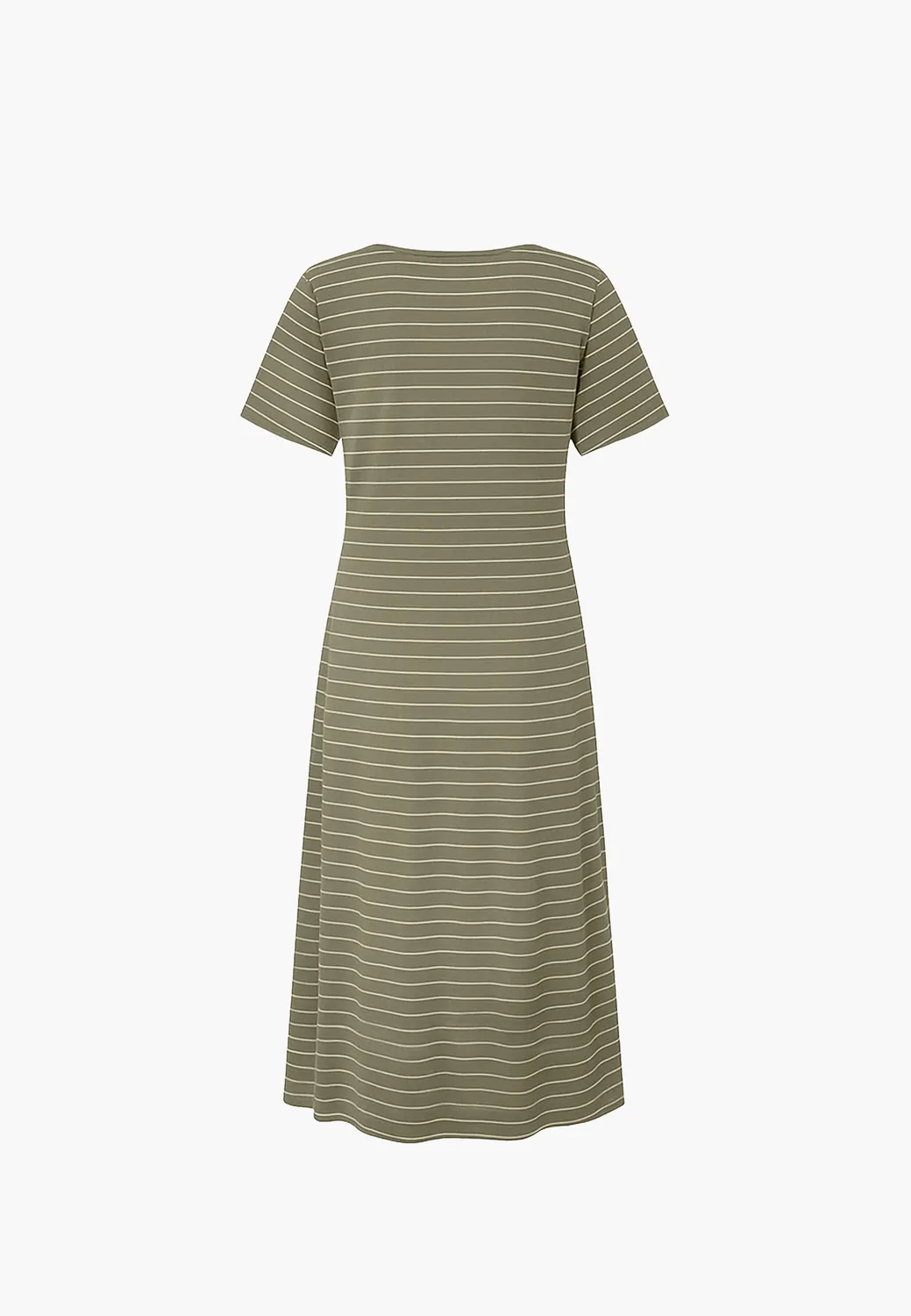 Laurie Ingrid Dress SS jurk khaki stripe V-hals