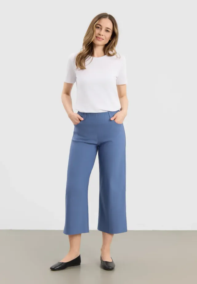 Laurie Donna Loose Crop damesbroek Blue cropped stretch