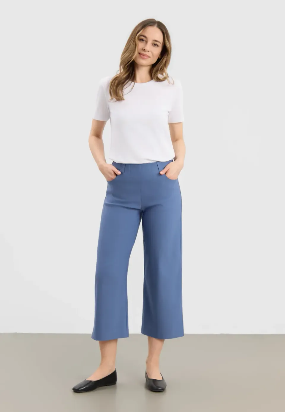 Laurie Donna Loose Crop damesbroek Blue cropped stretch