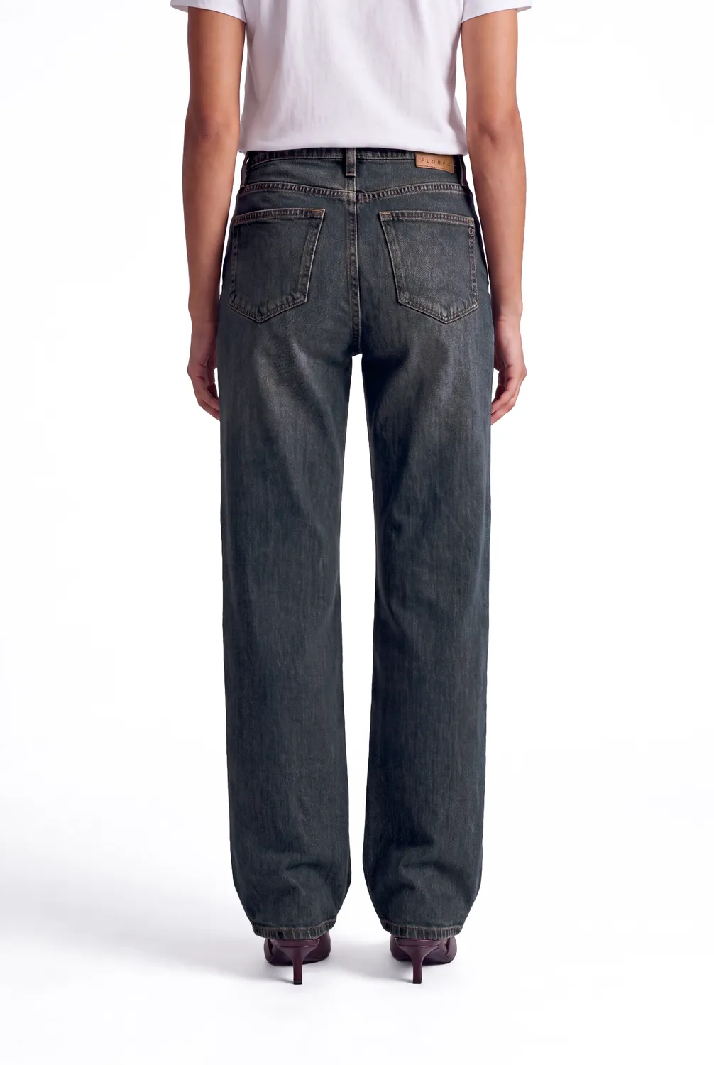 Florez Sophie Straight jeans Tabacco blue mid-waist