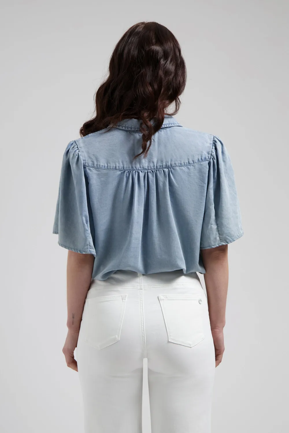 Florez Ana Flared Pocket jeans Off White wijd