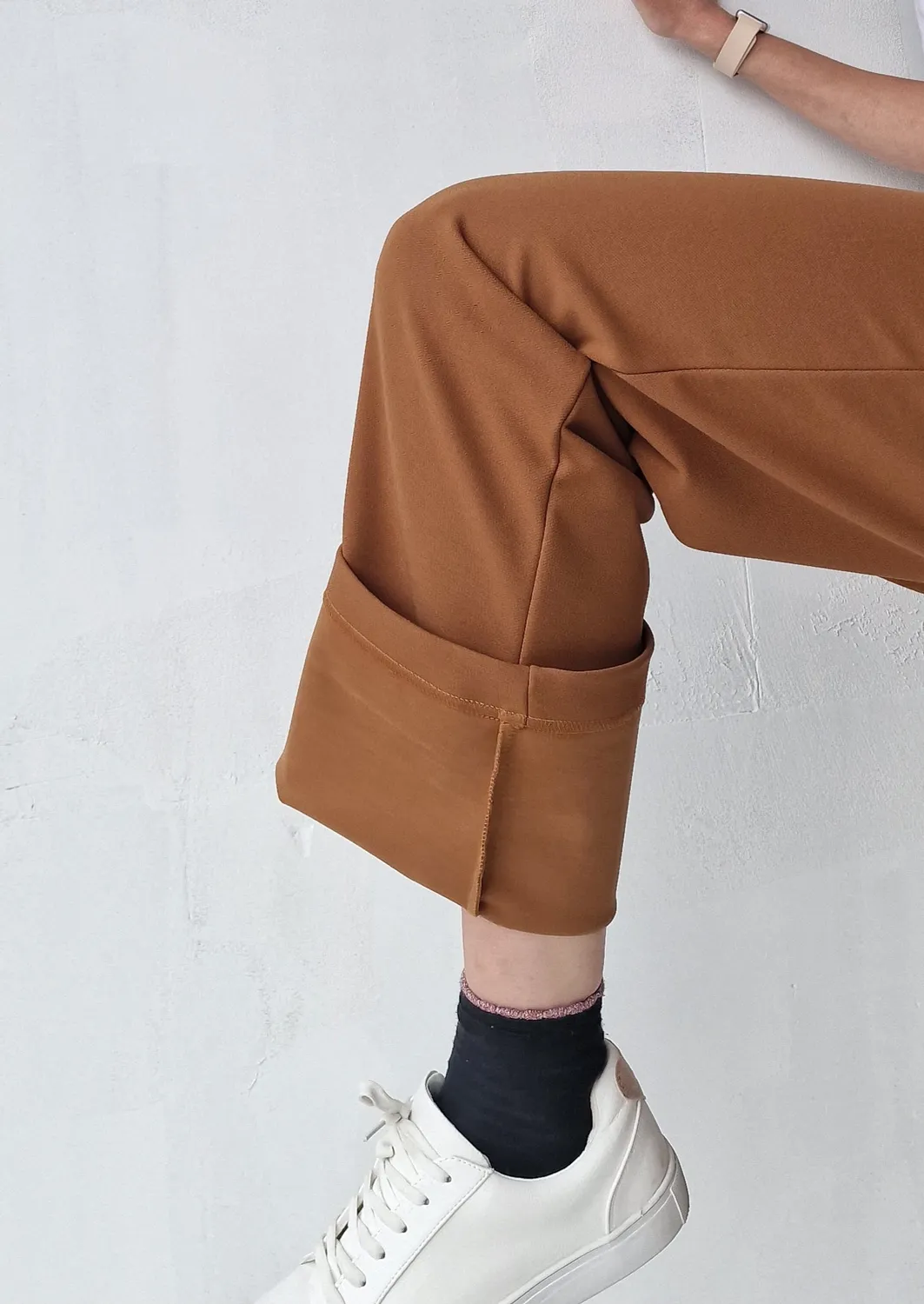 Langeleggings Wide Leg fleece broek camel lengtemaat 34-36