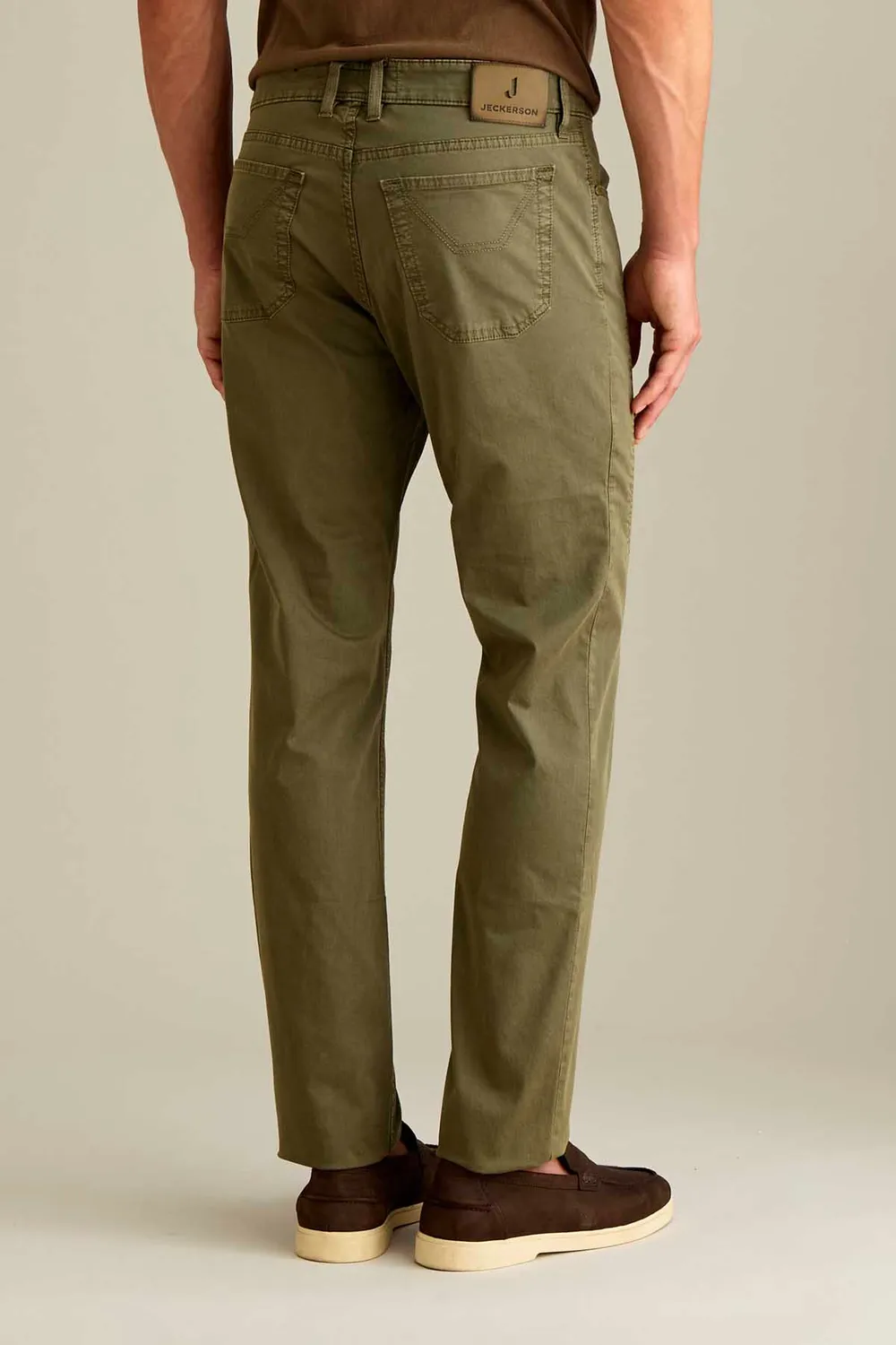 Jeckerson John slim fit broek militair groen satijn