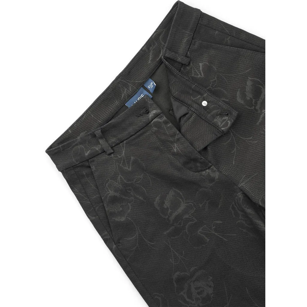 Laurie Judy Straight damesbroek Black Bloom Print katoenmix