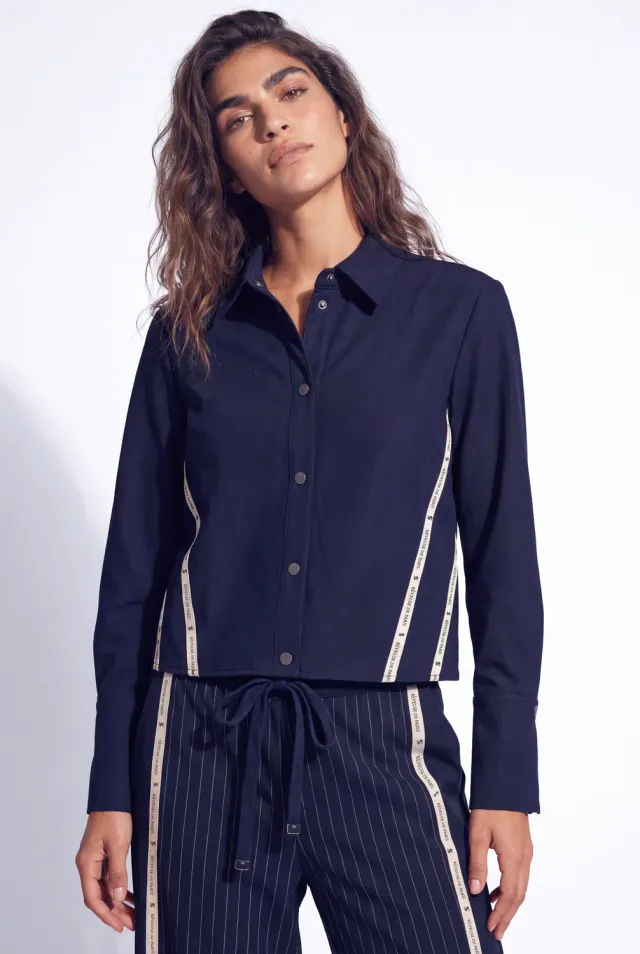 Florez Ava blouse marineblauw lange mouw