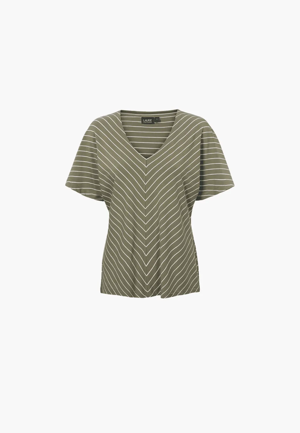 Laurie Ingrid Blouse SS damesblouse Khaki Stripe viscose