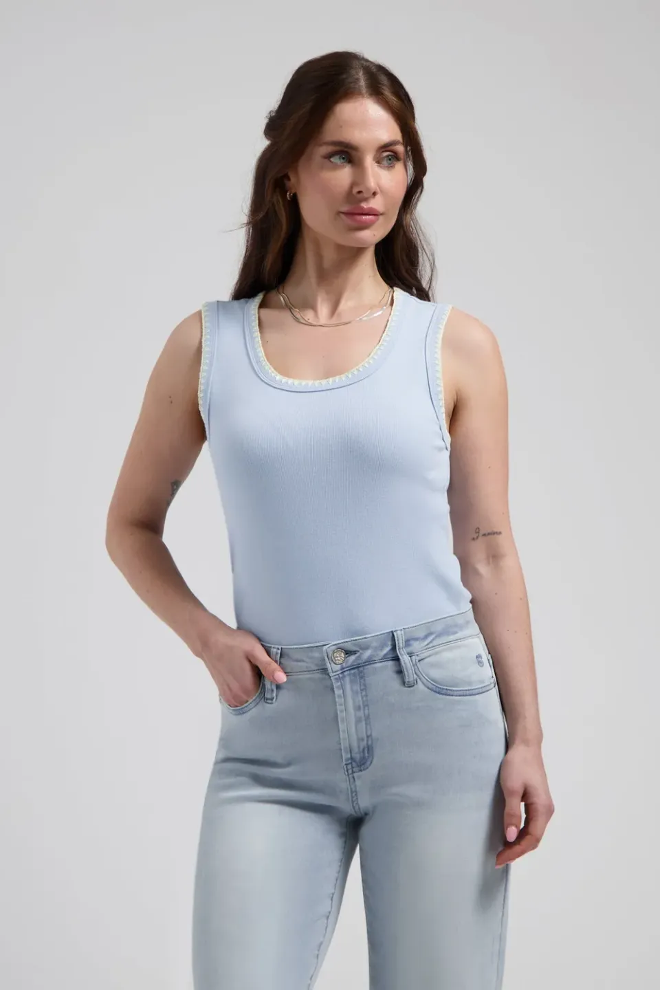 Florez Solé top tanktop Baby blue katoen
