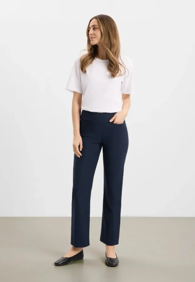 Laurie Thea Straight SL broek navy hoge taille