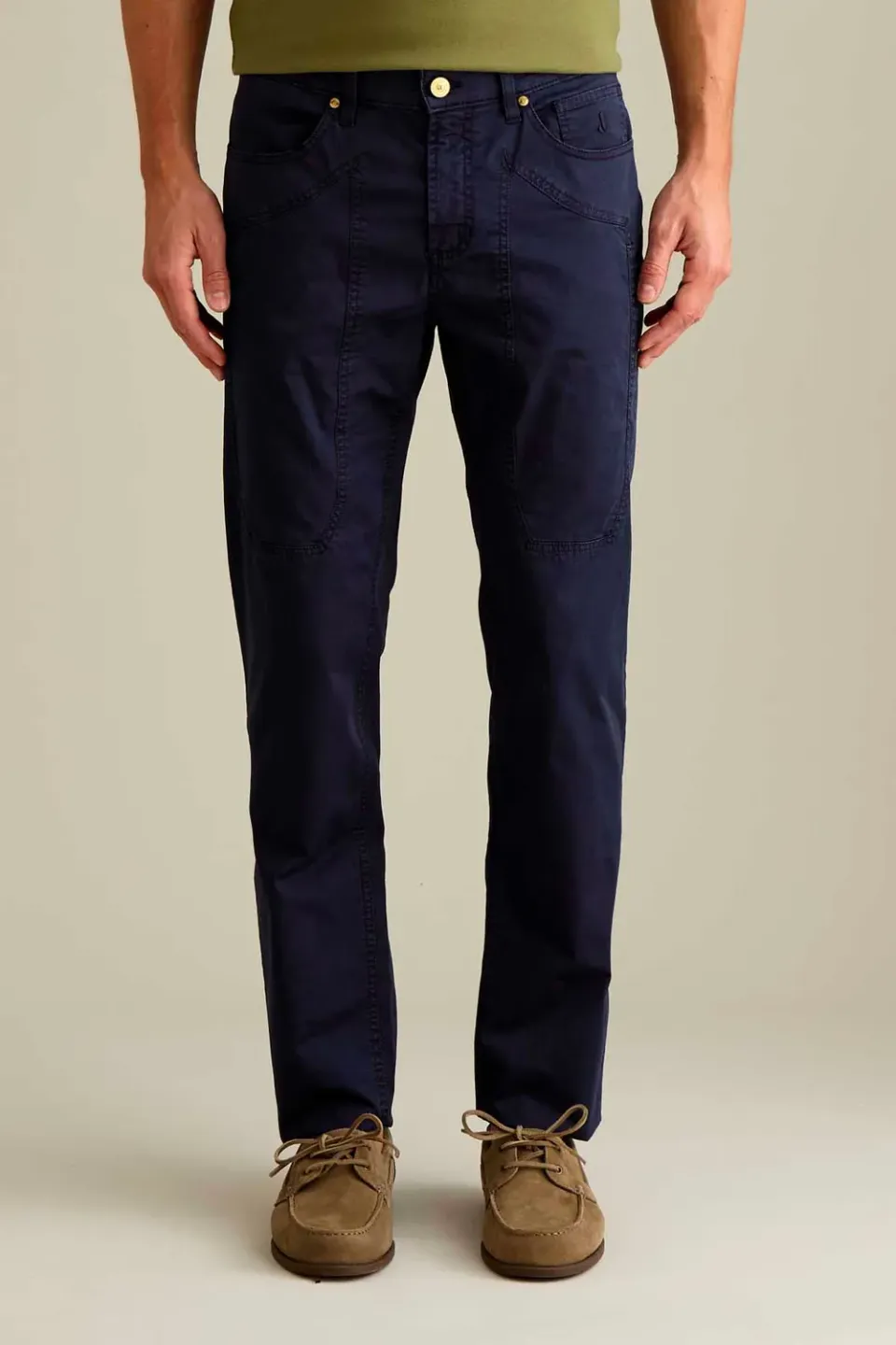 Jeckerson John slim fit broek donkerblauw satijn