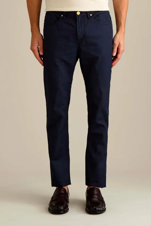 Jeckerson Jordan slim fit broek donkerblauw linnenmix
