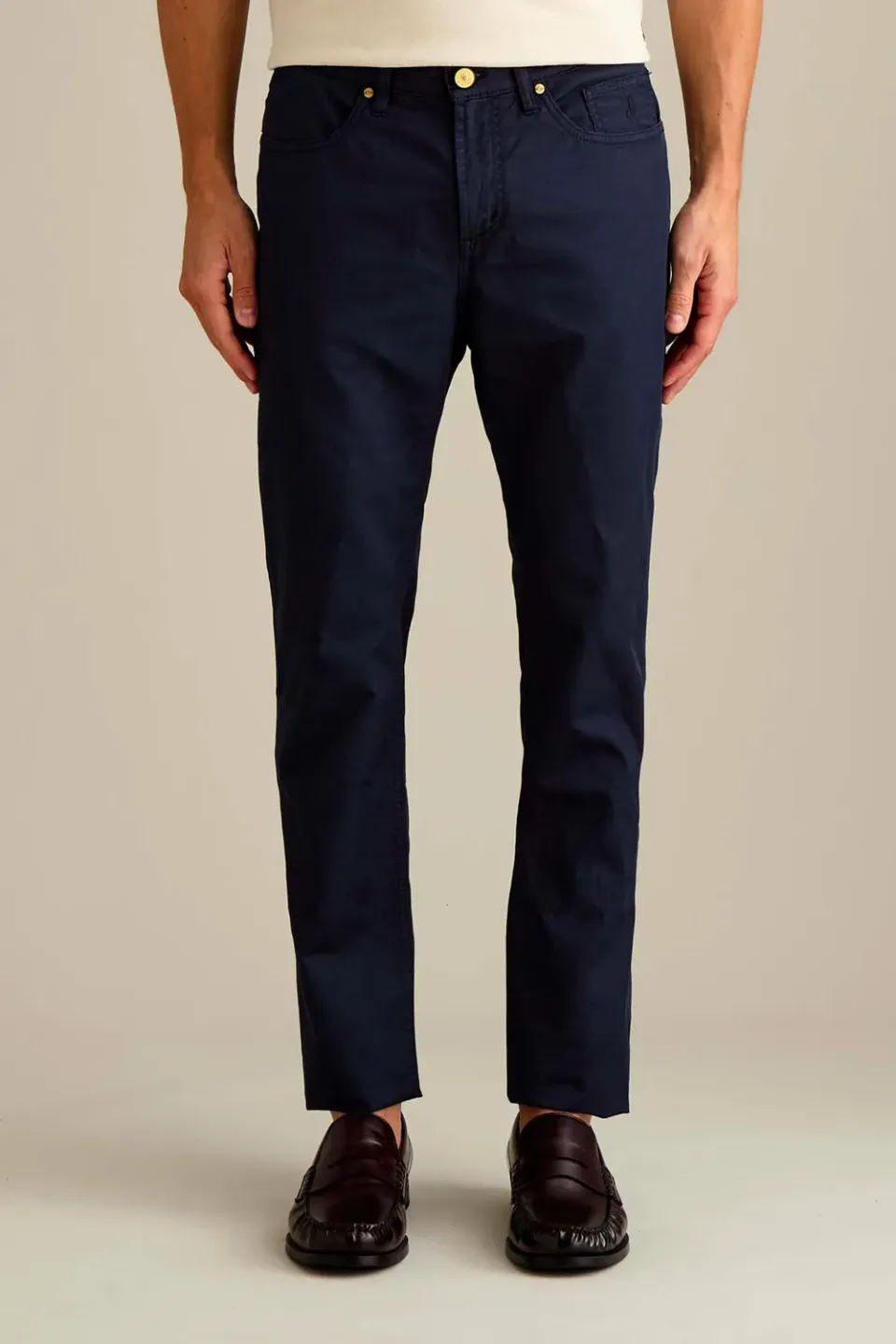 Jeckerson Jordan slim fit broek donkerblauw linnenmix