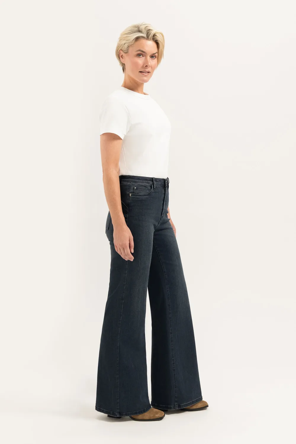 Florez Ana Flared jeans indigo blue hoge taille