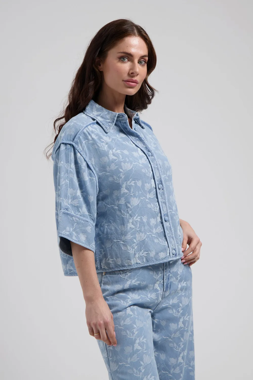 Florez Irini blouse plaited blue kimono fit
