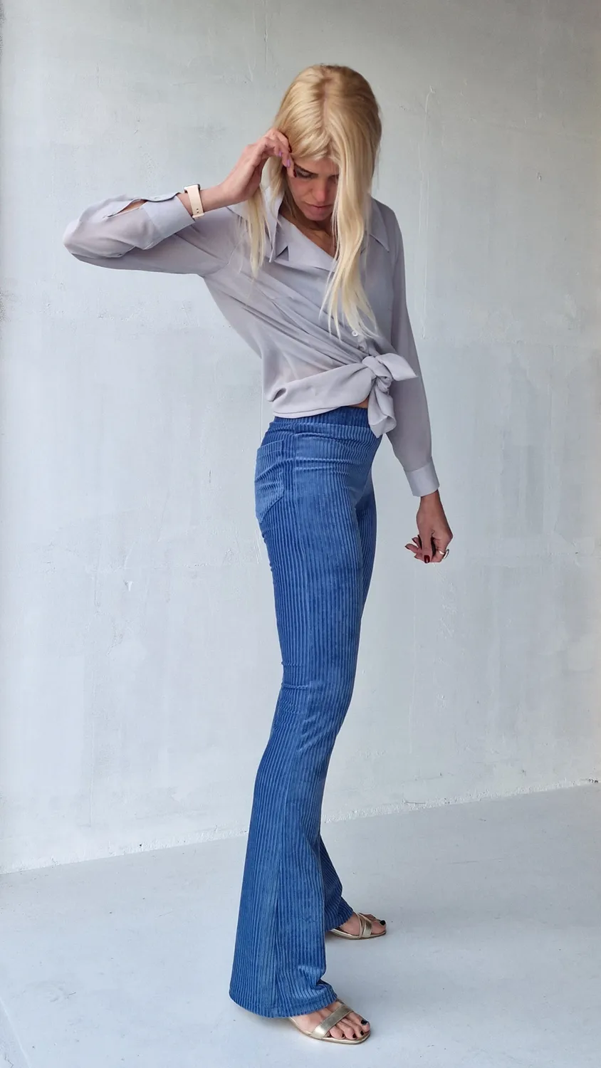 Langeleggings Flared rib broek violet tall lengte 34-36