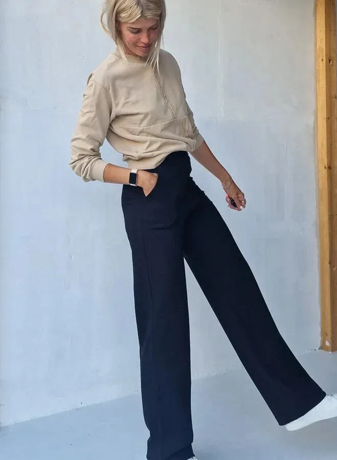 Madame Liz Wide Leg Broek Zwart Lengte 36 Stretch