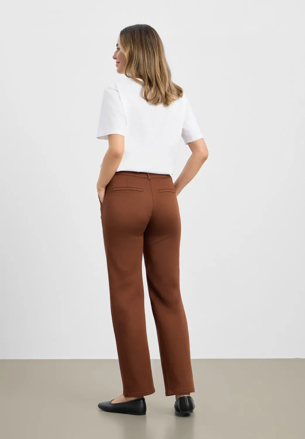Laurie Gwen Straight ML broek Downtown Brown satijn
