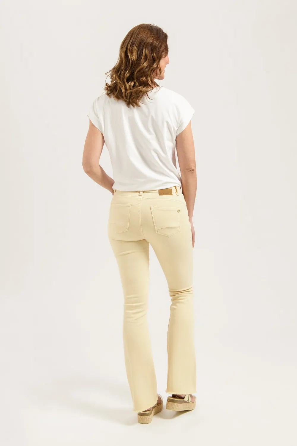 Florez Flared jeans geel stretch five-pocket