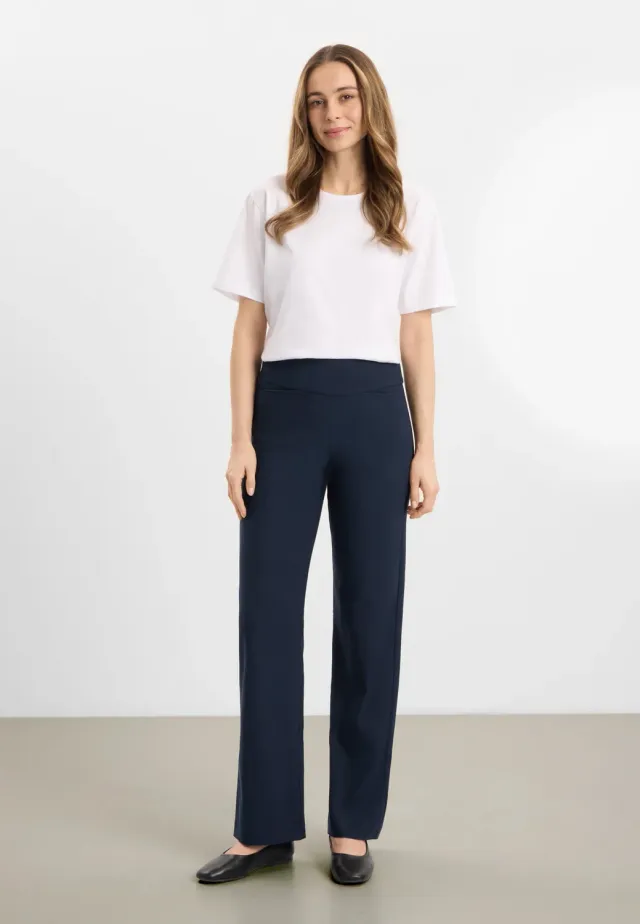 Laurie Thea Straight ML broek navy hoge taille