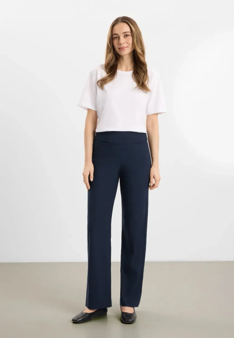 Laurie Thea Straight ML broek navy hoge taille