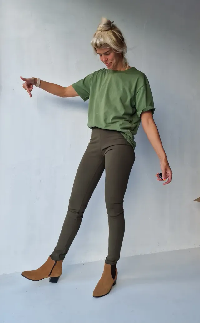 Langeleggings Extra Lange Fleece Tregging Olijfgroen Warm