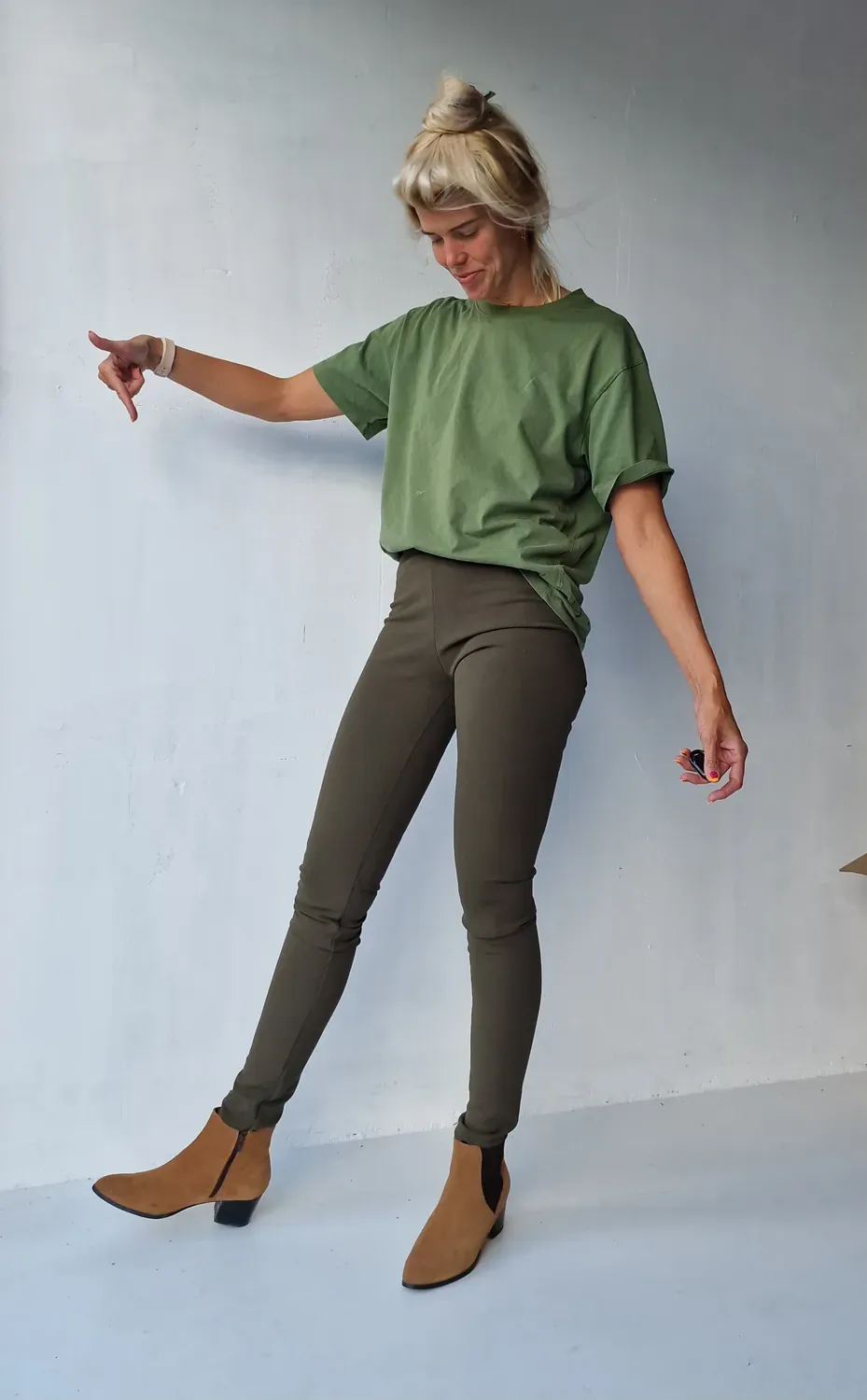 Langeleggings Extra Lange Fleece Tregging Olijfgroen Warm