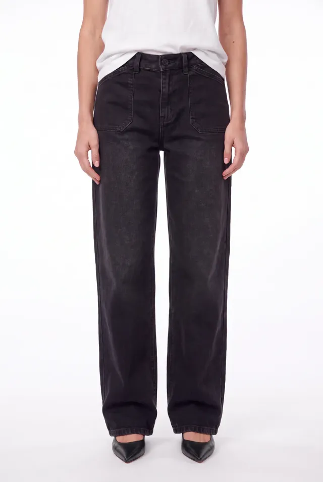 Florez Divina jeans Black wide leg donker