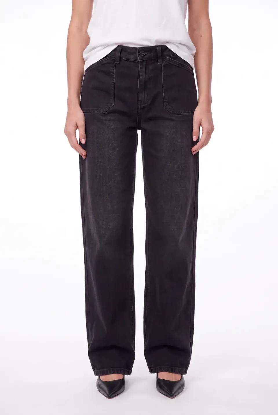 Florez Divina jeans Black wide leg donker