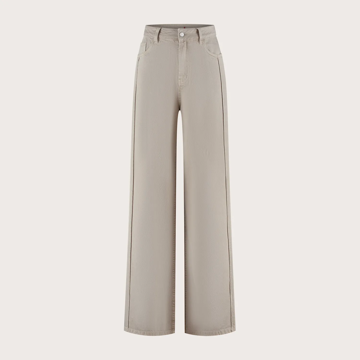 Florez Riley wide leg broek Urban taupe lyocell