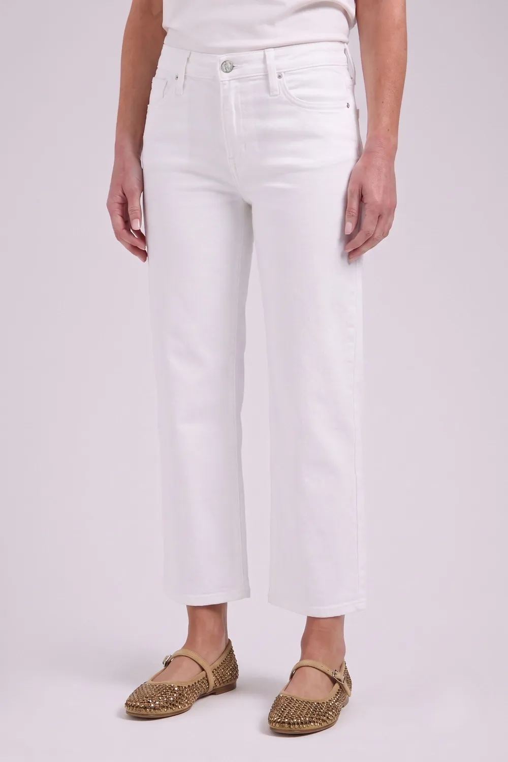 Florez Sophie straight cropped jeans White mid-waist