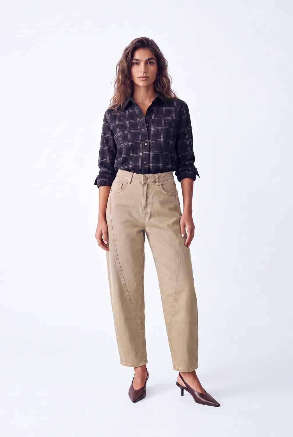Florez Demie Blue Check blouse loose fit