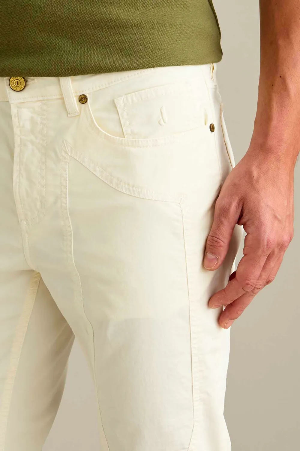 Jeckerson John Toppa broek slim fit sneeuwwit satijn