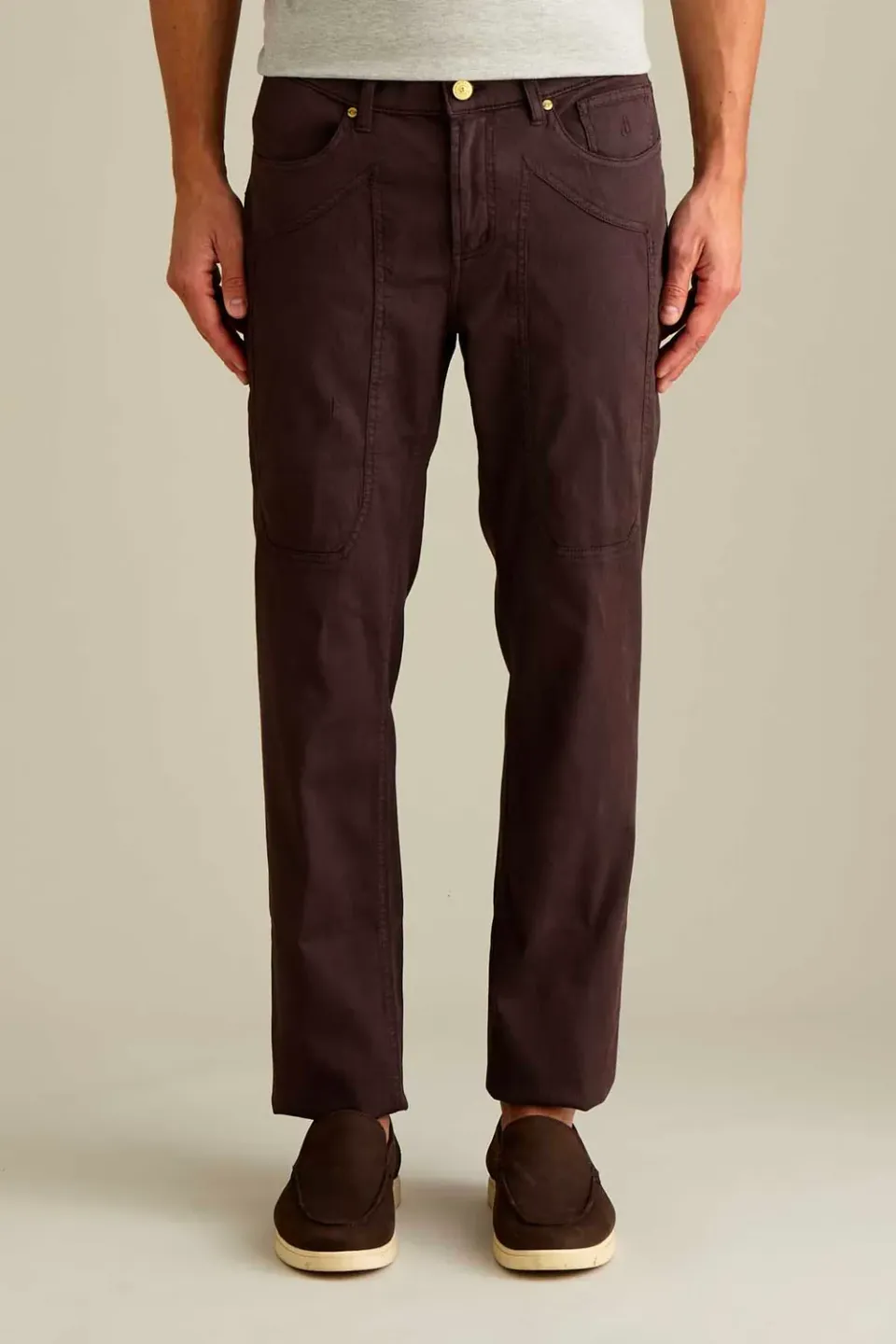Jeckerson John broek slim fit donkerbruin piquet