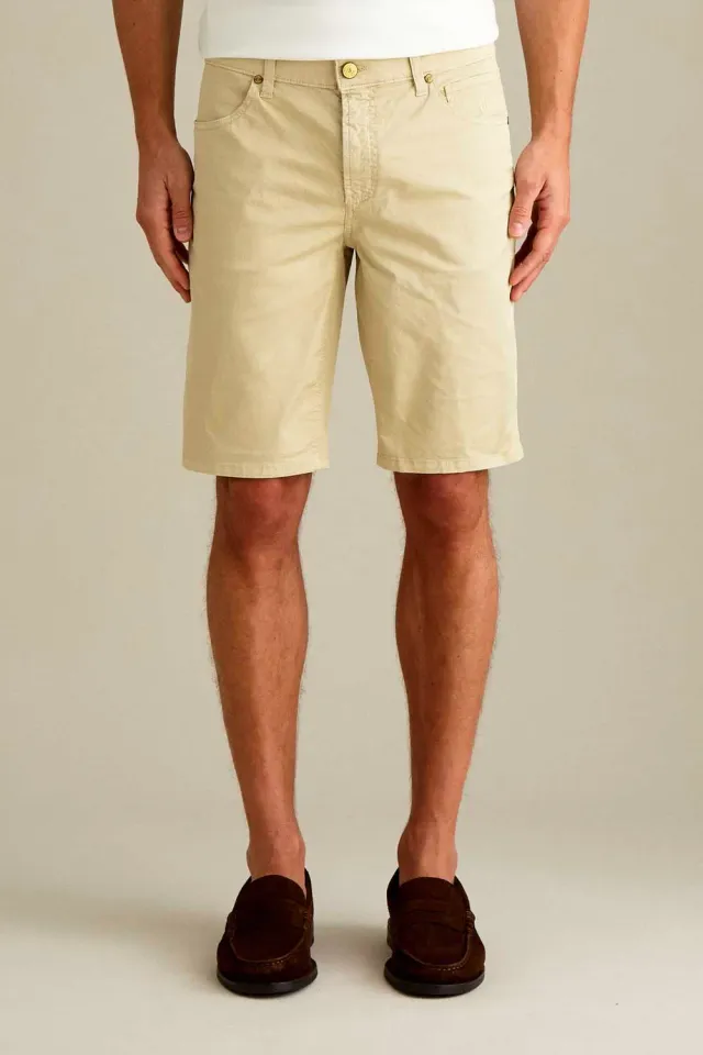 Jeckerson Jo Korte Broek Lichtbeige Katoen Slim Fit