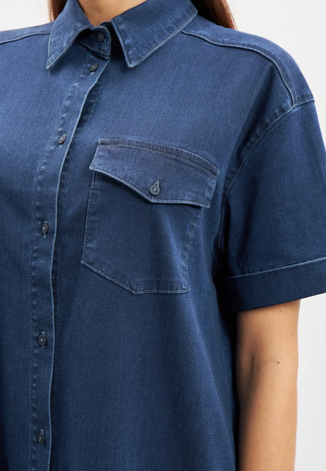 Laurie Utta Denim Shirt Dress jurk medium blue tencel