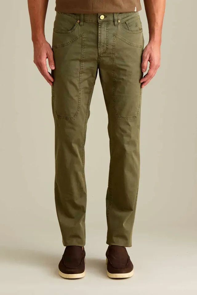 Jeckerson John slim fit broek militair groen satijn