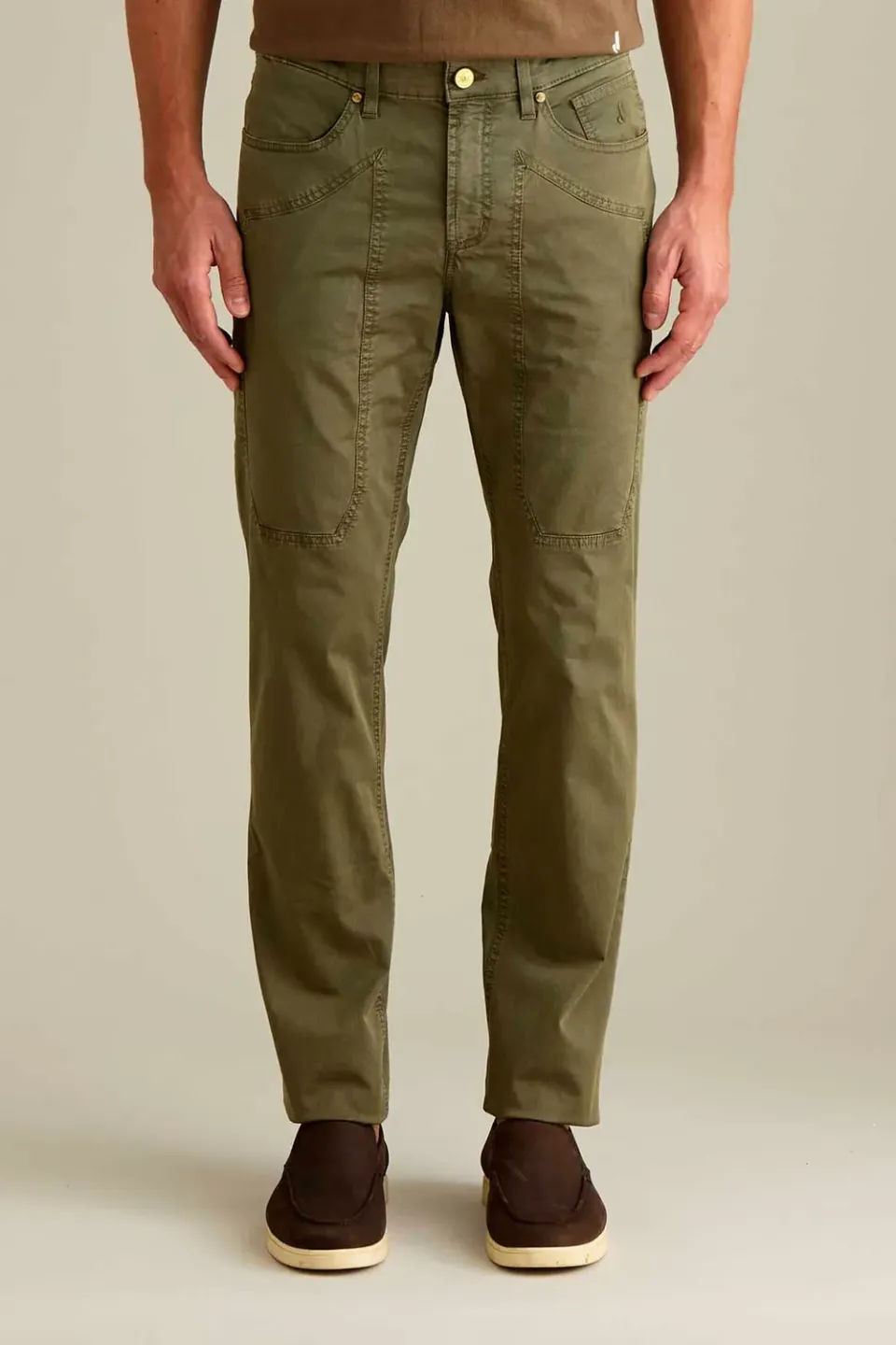 Jeckerson John slim fit broek militair groen satijn